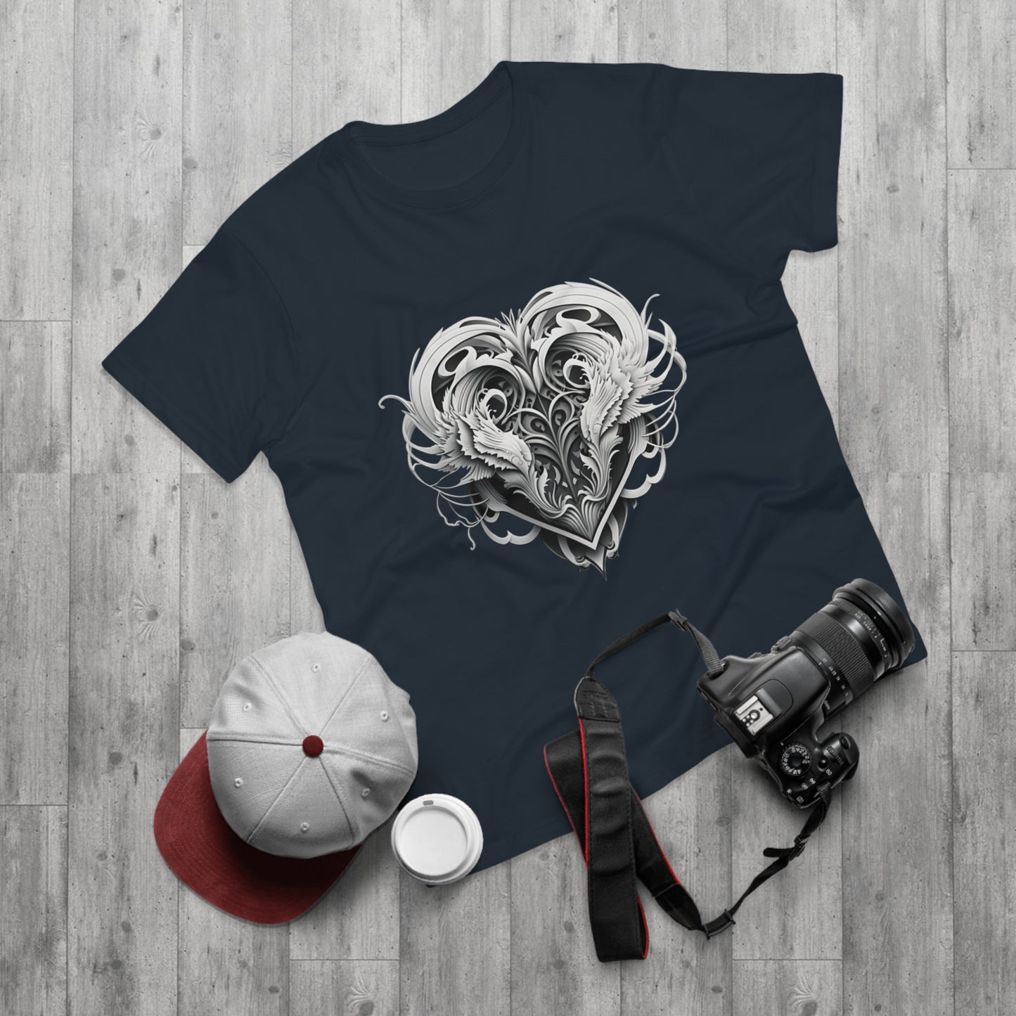 Single Jersey Men's T-shirt with a tribal heart