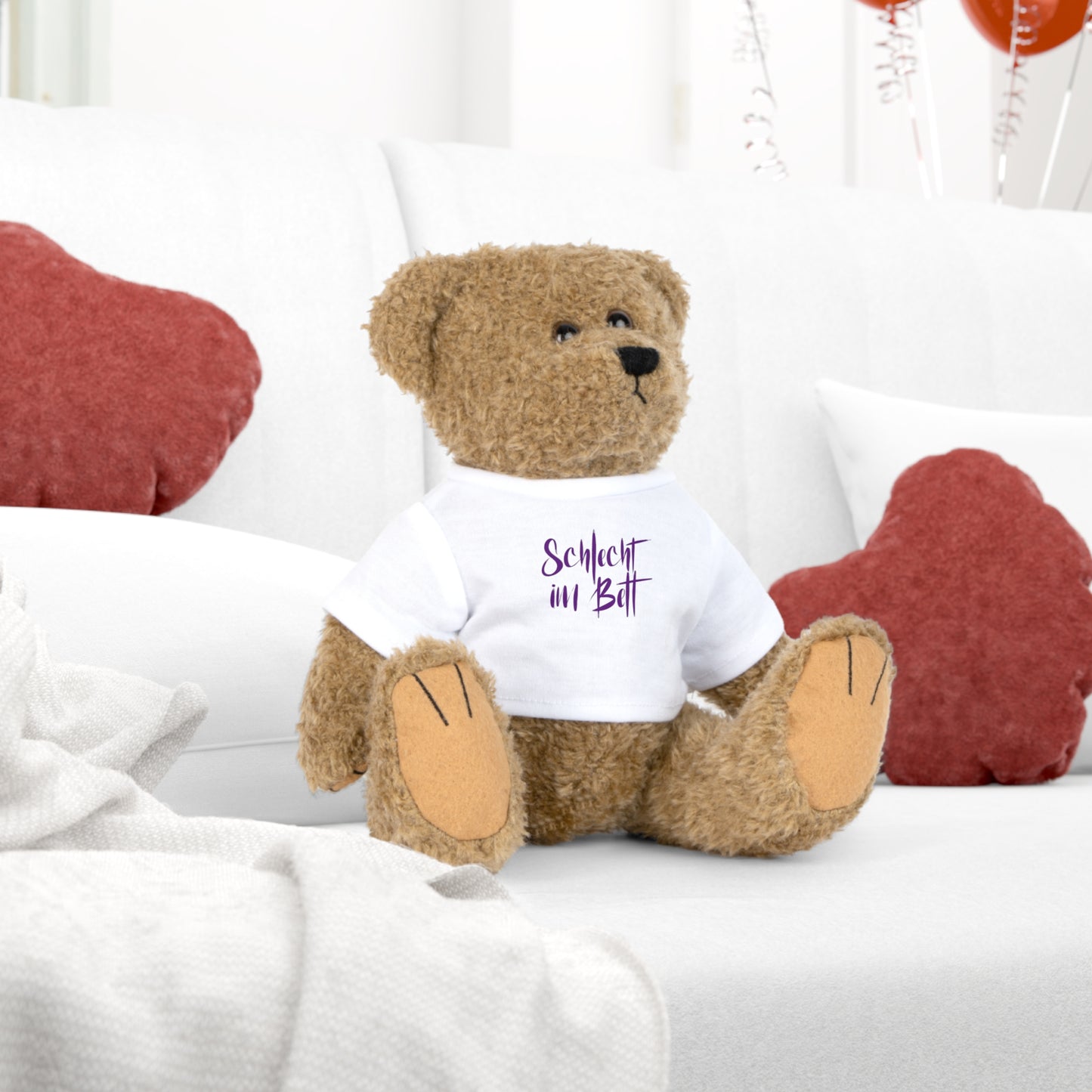 Plush Toy with T-Shirt "Schlecht im Bett"