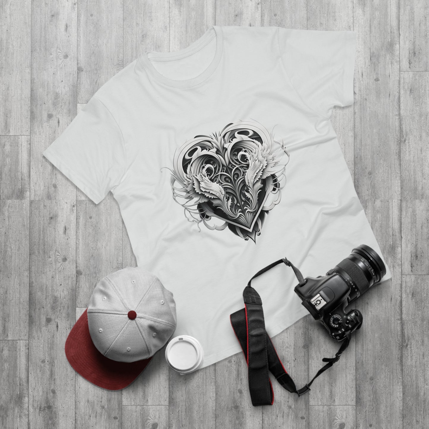 Single Jersey Men's T-shirt with a tribal heart